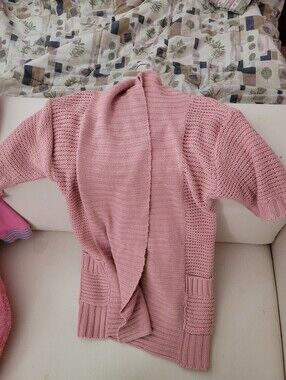 Women's Open-Front Pink Knit Cardigan